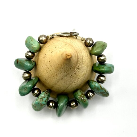 Native American Chunky Turquoise & Sterling Silver Bracelet — EUC - Picture 4 of 13